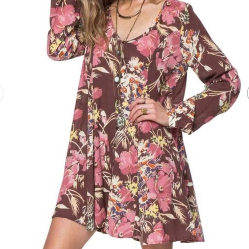 O’Neill Poppit Floral Brown Mini Dress size M